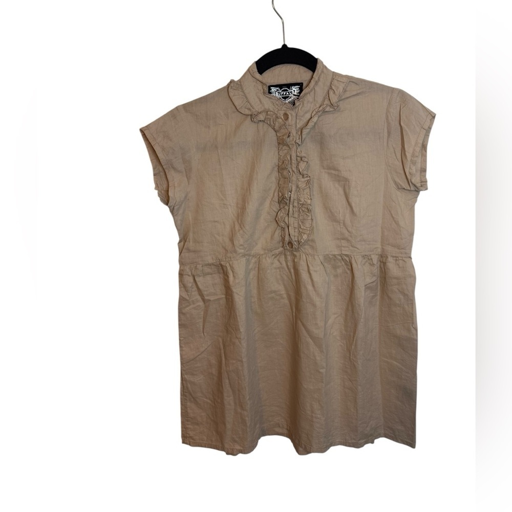 Buffalo Beige Cotton Ruffle Y2K Babydoll Top
